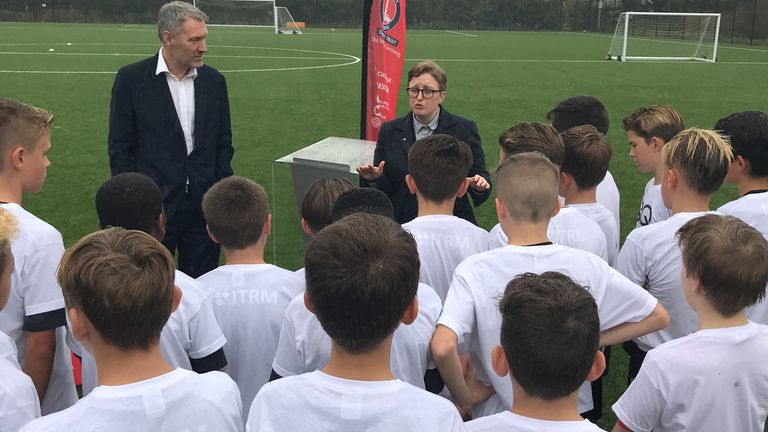 Rainbow Laces event, Charlton, Ruth Hunt, Stonewall chief executive