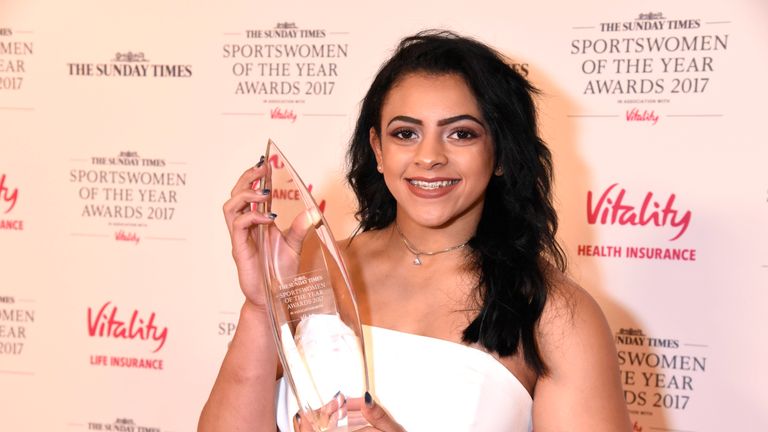 Ellie Downie award winner at the 30th anniversary Sunday Times Sportswomen of the Year awards