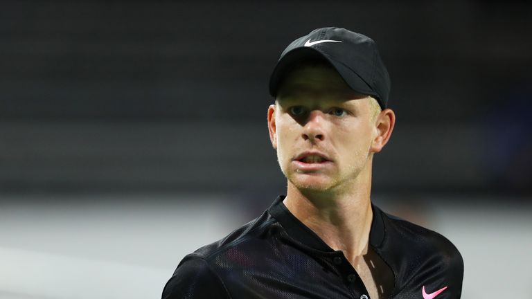 Kyle Edmund of Great Britain reacts against Steve Johnson of the United States during their second round Men's Singles match