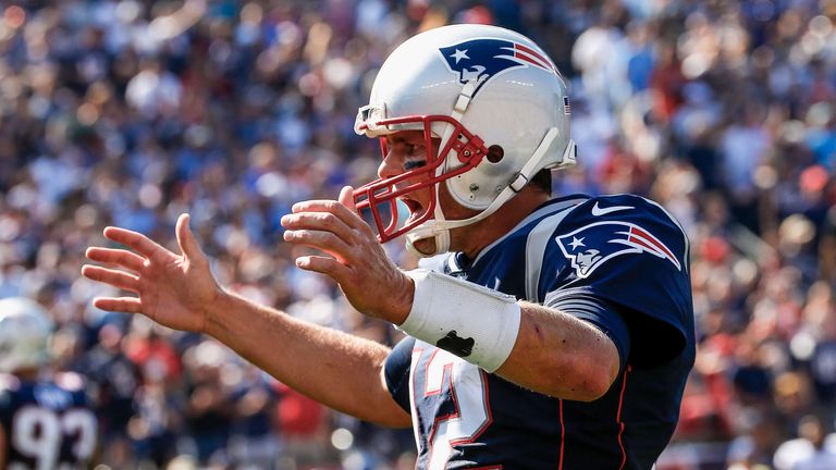 FOXBORO, MA - SEPTEMBER 24: Tom Brady #12 of the New England Patriots reacts during the third quarter of a game against the Houston Texans at Gillette Stad