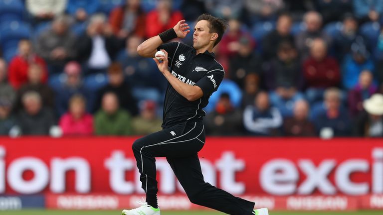 CARDIFF, WALES - JUNE 06:  Trent Boult of New Zealand during the ICC Champions Trophy match between England and New Zealand at the SWALEC Stadium on June 6