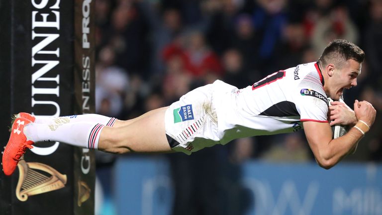 Ulster's Jacob Stockdale scores a try