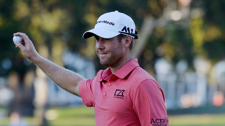 NAPA, CA - OCTOBER 07:  Tyler Duncan reacts to his putt on the 18th hole during the third round of the Safeway Open at the North Course of the Silverado Re