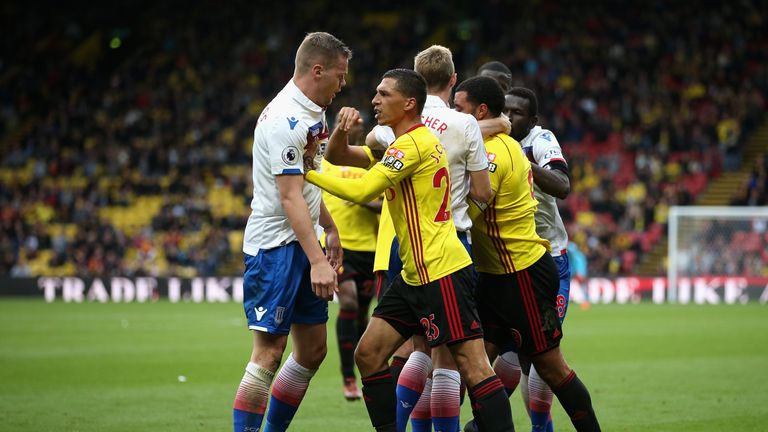 Jose Holebas and Ryan Shawcross square up