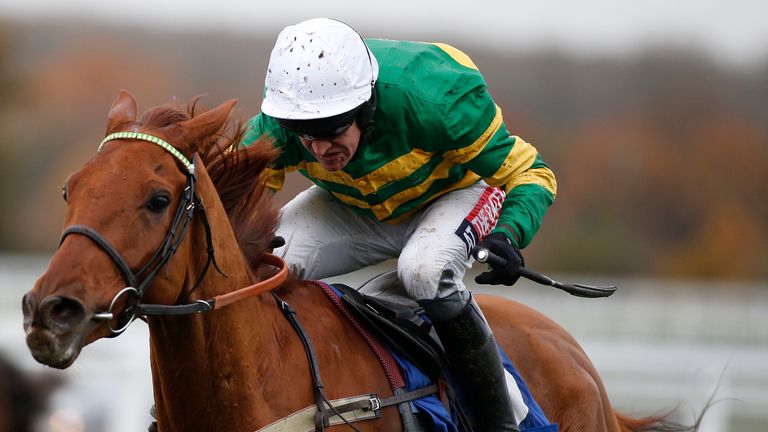 ASCOT, ENGLAND - NOVEMBER 19:  Barry Geraghty riding Yanworth clear the last to win The Coral Hurdle Race at Ascot Racecourse on November 19, 2016 in Ascot