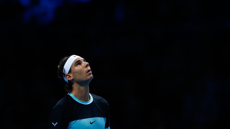 Rafael Nadal of Spain reacts during the men's singles semi final against Novak Djokovic of Serbia