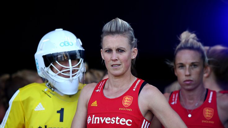 JOHANNESBURG, SOUTH AFRICA - JULY 12:  Alex Danson of England looks on from inside the tunnel area during day 3 of the FIH Hockey World League Semi Finals 