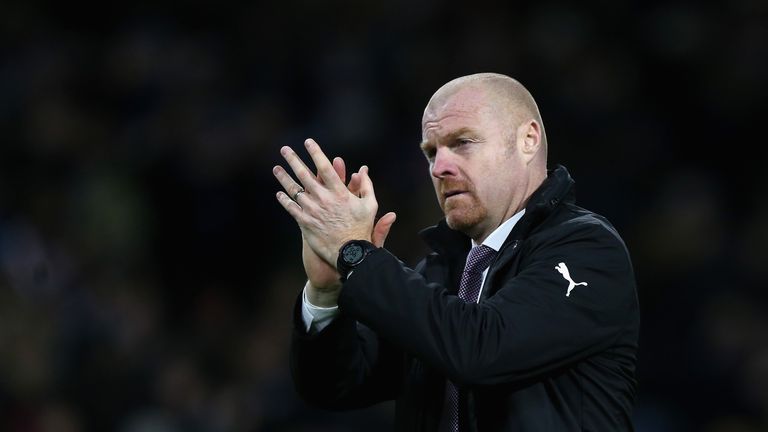 Burnley manager Sean Dyche celebrates last weekend's victory over Swansea City at Turf Moor