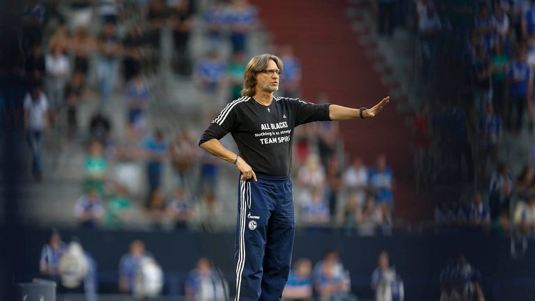 Schalke coach Norbert Elgert in the Under-19 semi-final against Hoffenheim [MUST CREDIT: FC SCHALKE]