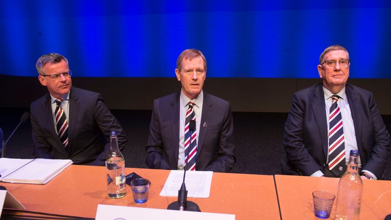 Rangers chairman Dave King (centre) says the club are making progress in their search for a new manager