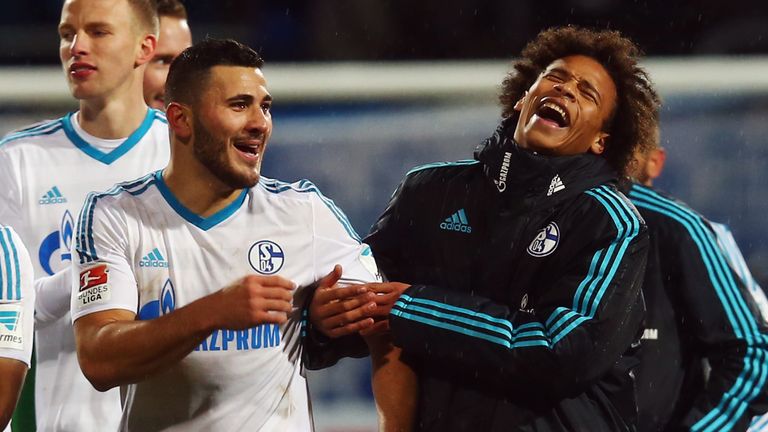 Sead Kolasinac and Leroy Sane during the Bundesliga match between SV Darmstadt 98 and FC Schalke 04 on January 30, 2016 in Darmstadt, Germany.