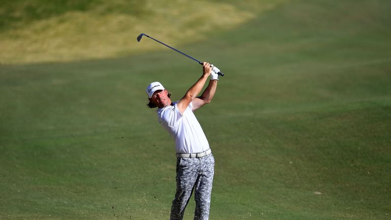 LAS VEGAS, NV - NOVEMBER 05:  Alex Cejka of Germany hits his approach shot on the 18th hole during the final round of the Shriners Hospitals For Children O