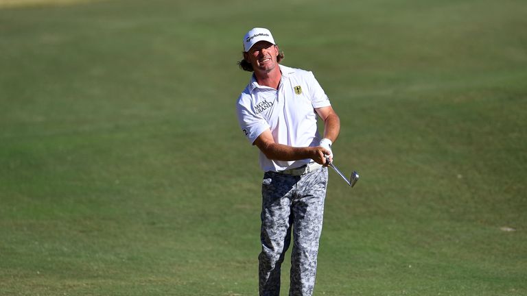 LAS VEGAS, NV - NOVEMBER 05:  Alex Cejka of Germany hits his approach shot on the 18th hole during the final round of the Shriners Hospitals For Children O