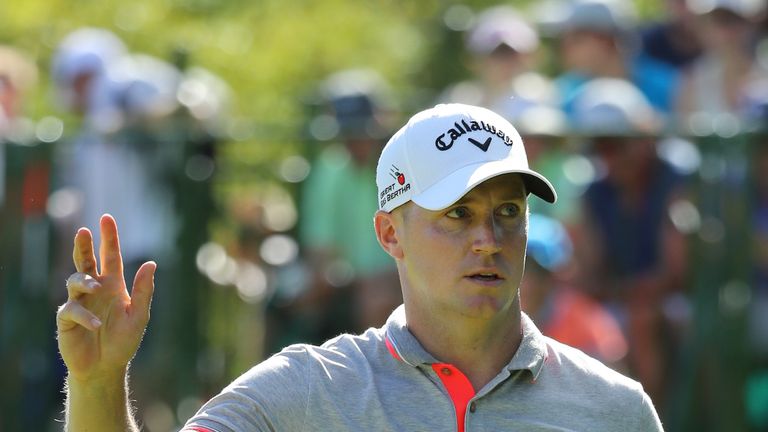 SUN CITY, SOUTH AFRICA - NOVEMBER 13:  Alex Noren of Sweden celebrates a birdie on the 16th green during day four of the Nedbank Golf Challenge at Gary Pla