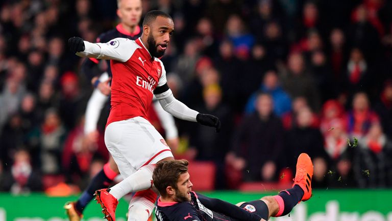 Alexandre Lacazette put Arsenal into an early lead against Huddersfield 