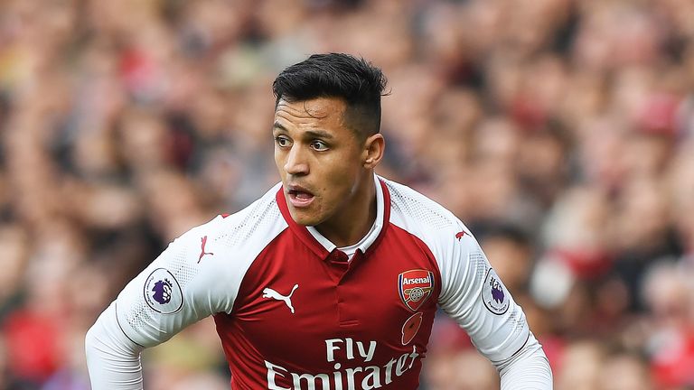 Alexis Sanchez in action during the Premier League match between Arsenal and Swansea City at Emirates Stadium