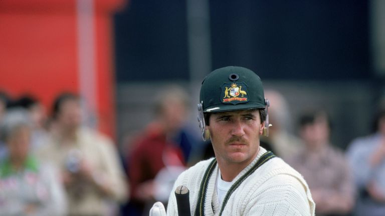 Australian cricketer Allan Border batting during the 1st test match against England at Nottingham, June 1981