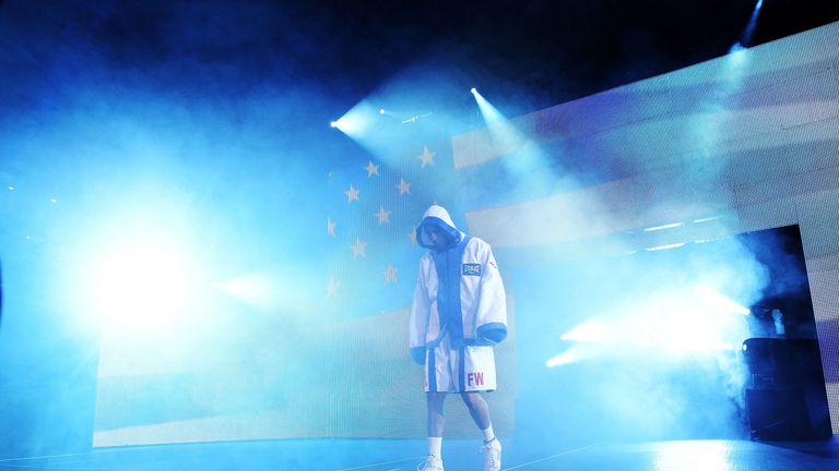 Andre Ward walks to the ring prior to his bout against Carl Froch of England during their WBA/WBC Super Middleweight titles