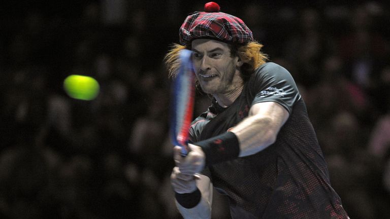 Britain's Andy Murray wears a tartan hat