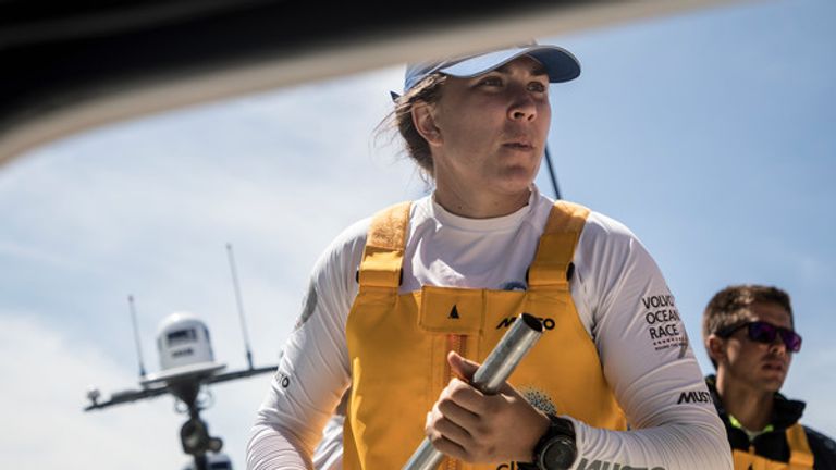 Leg Zero, on board Turn the Tide on Plastic before the Prologue. Photo by Jeremie Lecaudey/Volvo Ocean Race. 14 September, 2017