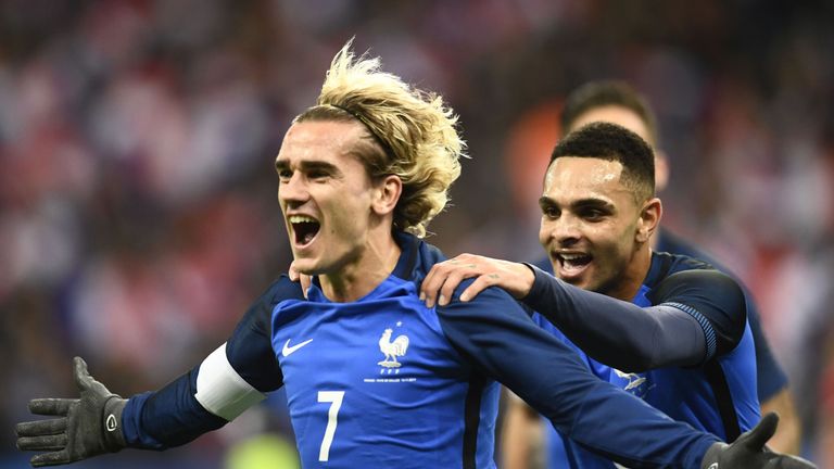 Antoine Griezmann celebrates after putting France ahead against Wales