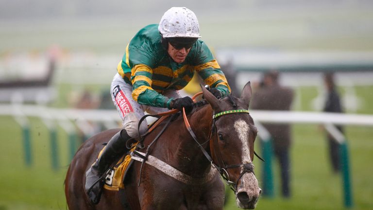 Apple's Shakira and Barry Geraghty pull away from the last flight to go on and win the JCB Triumph Trial Juvenile Hurdle 