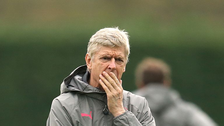Arsene Wenger during an Arsenal training session at London Colney