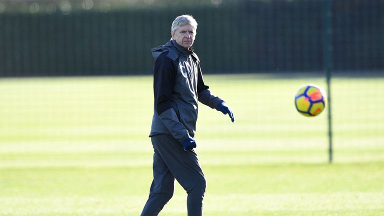 Arsenal manager Arsene Wenger during a training session at London Colney (Photo by Stuart MacFarlane/Arsenal FC via Getty Images)