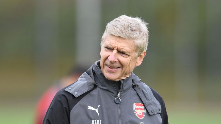 Arsene Wenger of Arsenal during a training session at London Colney on November 14, 2017 in St Albans, England.