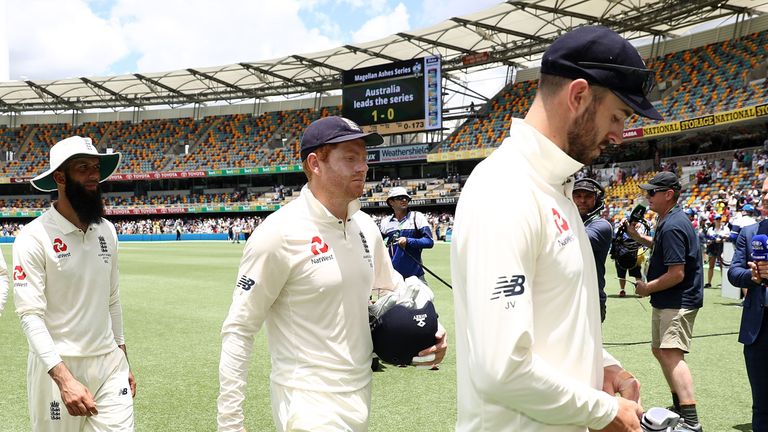 BRISBANE, AUSTRALIA - NOVEMBER 27: Jonny Bairstow of England walks from ground at the end of play during day five of the First Test Match of the 2017/18 As