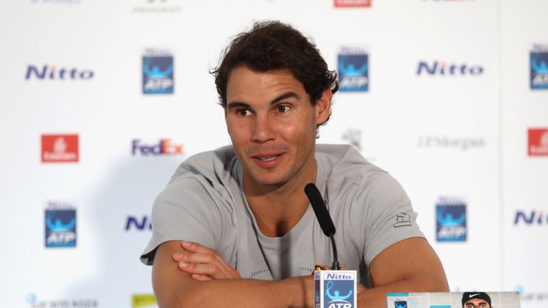 Rafael Nadal of Spain speaks during a press conference prior to the Nitto ATP World Tour Finals at O2 Arena