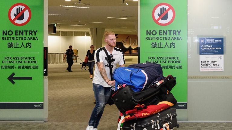 Ben Stokes arrived at Christchurch Airport on Wednesday