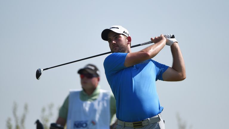MUSCAT, OMAN - NOVEMBER 02:  Bradley Neil of Scotland tees off on the 3rd hole on Day Two of the NBO Golf Classic Grand Final - European Challenge Tour at 