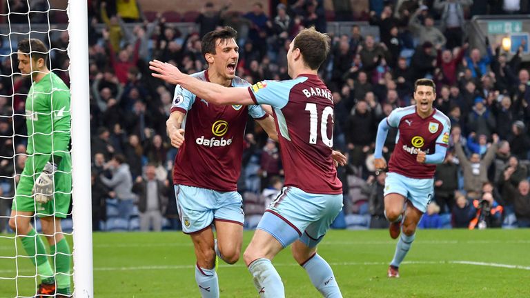 Burnley's Jack Cork celebrates scoring his side's first goal of the game