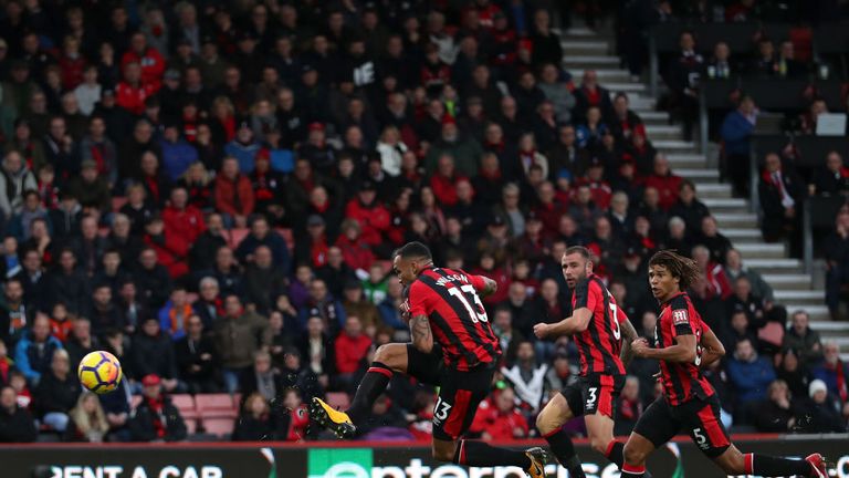 Callum Wilson scores his and Bournemouth's second goal
