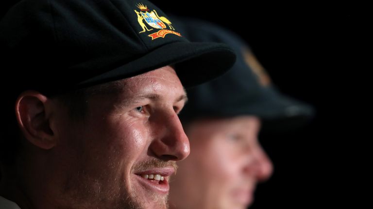 Cameron Bancroft of Australia talks during a press conference at the conclusion of play during day five of the First Test