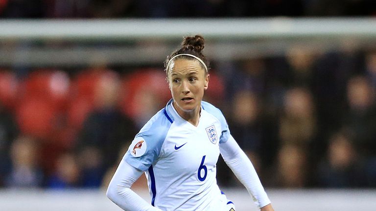 Casey Stoney in action during the UEFA European 2017 Qualifying match between England Women and Belgium Women