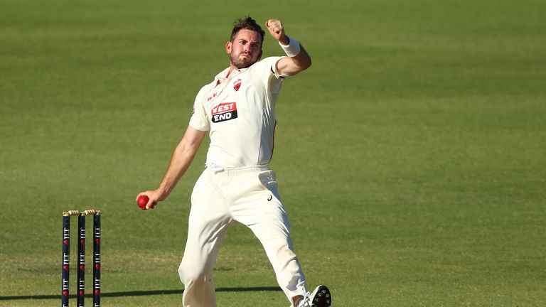 PERTH, AUSTRALIA - NOVEMBER 15:  Chadd Sayers of South Australia bowls during day three of the Sheffield Shield match between Western Australia and South A