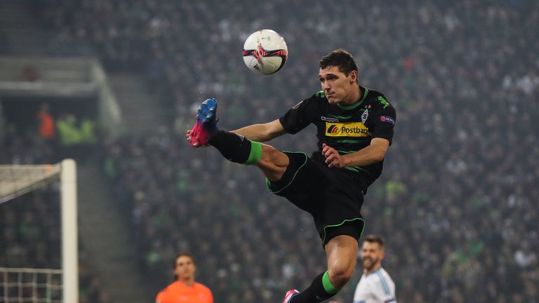 MOENCHENGLADBACH, GERMANY - MARCH 16: Andreas Christensen of Moenchengladbach controls the ball during the UEFA Europa League Round of 16 second leg match 