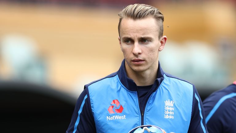 ADELAIDE, AUSTRALIA - NOVEMBER 10:  Tom Curran of England looks on during day three of the four day tour match between Cricket Australia XI and England at 