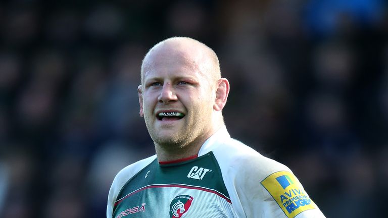 NORTHAMPTON, ENGLAND - APRIL 16:  Dan Cole of Leicester looks on during the Aviva Premiership match between Northampton Saints and Leicester Tigers at Fran