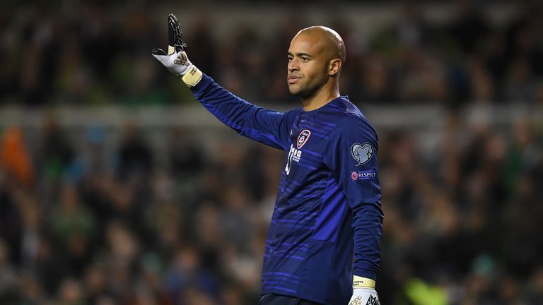 DUBLIN, IRELAND - OCTOBER 06:  Darren Randolph of Ireland in action during the FIFA 2018 World Cup Group D Qualifier between Republic of Ireland Georgia at