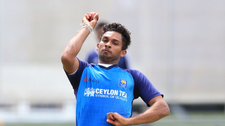 Sri Lanka's Dasun Shanaka during a nets session at Lord's Cricket Ground