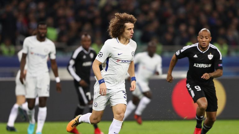 BAKU, AZERBAIJAN - NOVEMBER 22:  David Luiz of Chelsea in action during the UEFA Champions League group C match between Qarabag FK and Chelsea FC at Baki O