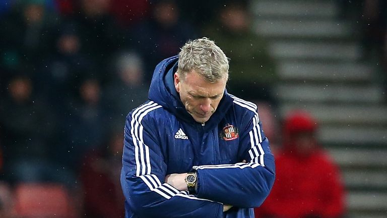 David Moyes cuts a dejected figure during the Premier League match between Sunderland and Southampton