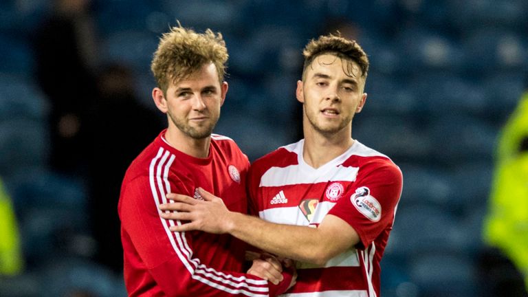 Hamilton's goalscorers David Templeton and Darren Lyon savour the win