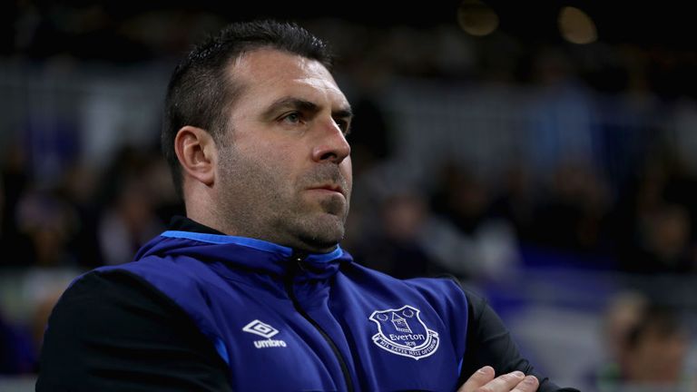 NOVEMBER 02, 2017:  David Unsworth, Caretaker Manager of Everton looks on prior to the UEFA Europa League group E match against Olympique Lyon.
