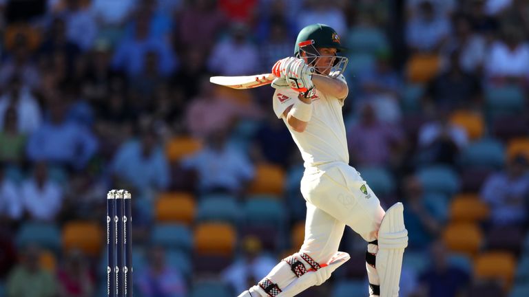 David Warner of Australia bats during day four of the First Test Match of the 2017/18 Ashes Series