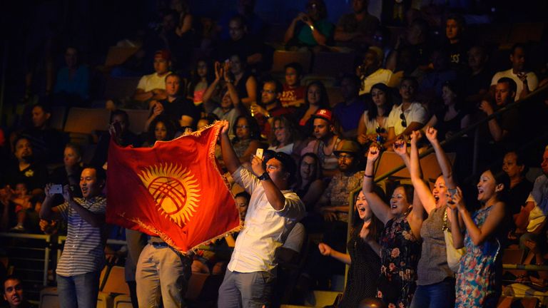 Fans still support their fighters across the globe as shown at this boxing event in Las Vegas