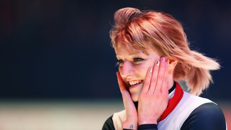 Elise Christie was crowned triple world champion in the Netherlands in March